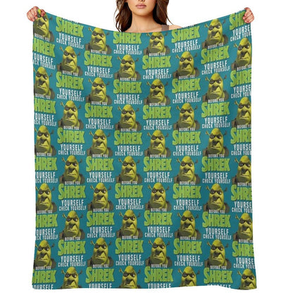 Sexy Shrek  Shrek Meme Face  Shrek Wazowski Lightweight Throw Blanket