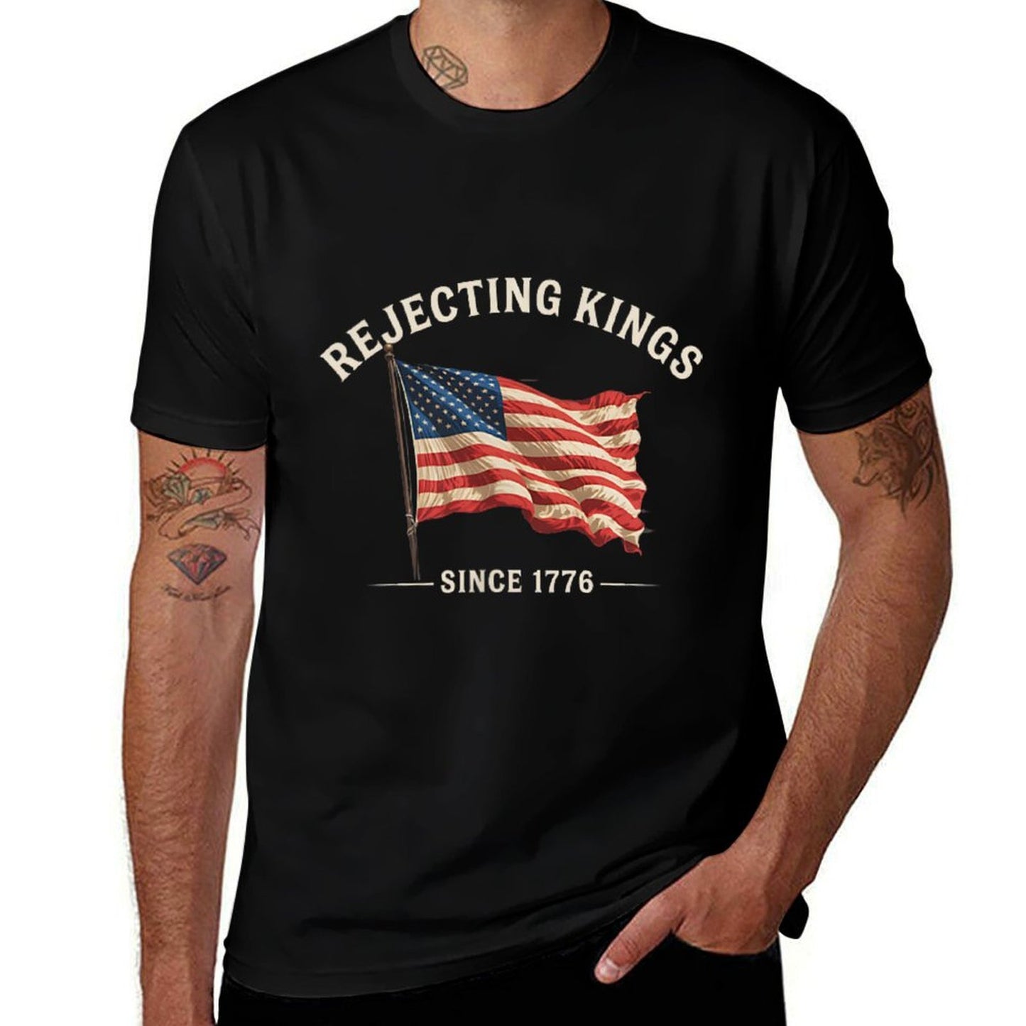 Rejecting Kings Since 1776 American 4th of July 2 Sided  Lightweight T-Shirt
