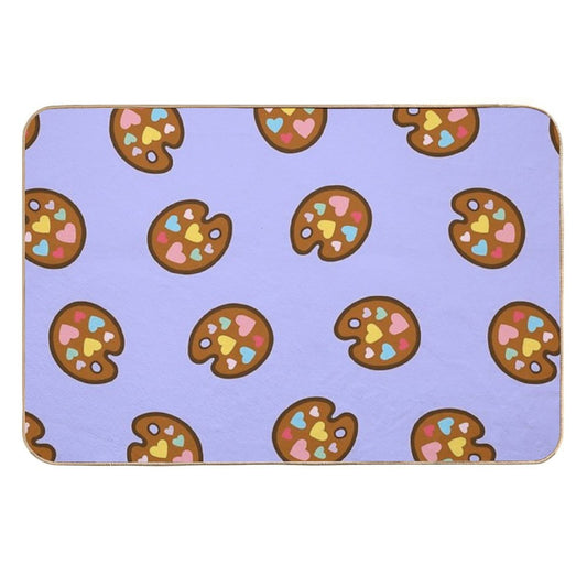 Heart Paint Palette Pattern on Lilac  Toxin-Free Bath Mat