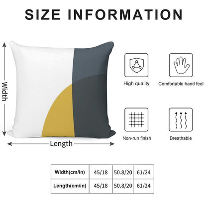 Abstract Geometric Minimalist 2 Navy Blue, Light Mustard Yellow, And White Soft Easy Maintenance Throw Pillow