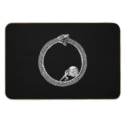 Sisyphus in An Ouroboros Snake - Unisex Philosophy T-Shirt For Existentialists  Absorbent Bath Mat