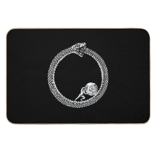 Sisyphus in An Ouroboros Snake - Unisex Philosophy T-Shirt For Existentialists  Absorbent Bath Mat