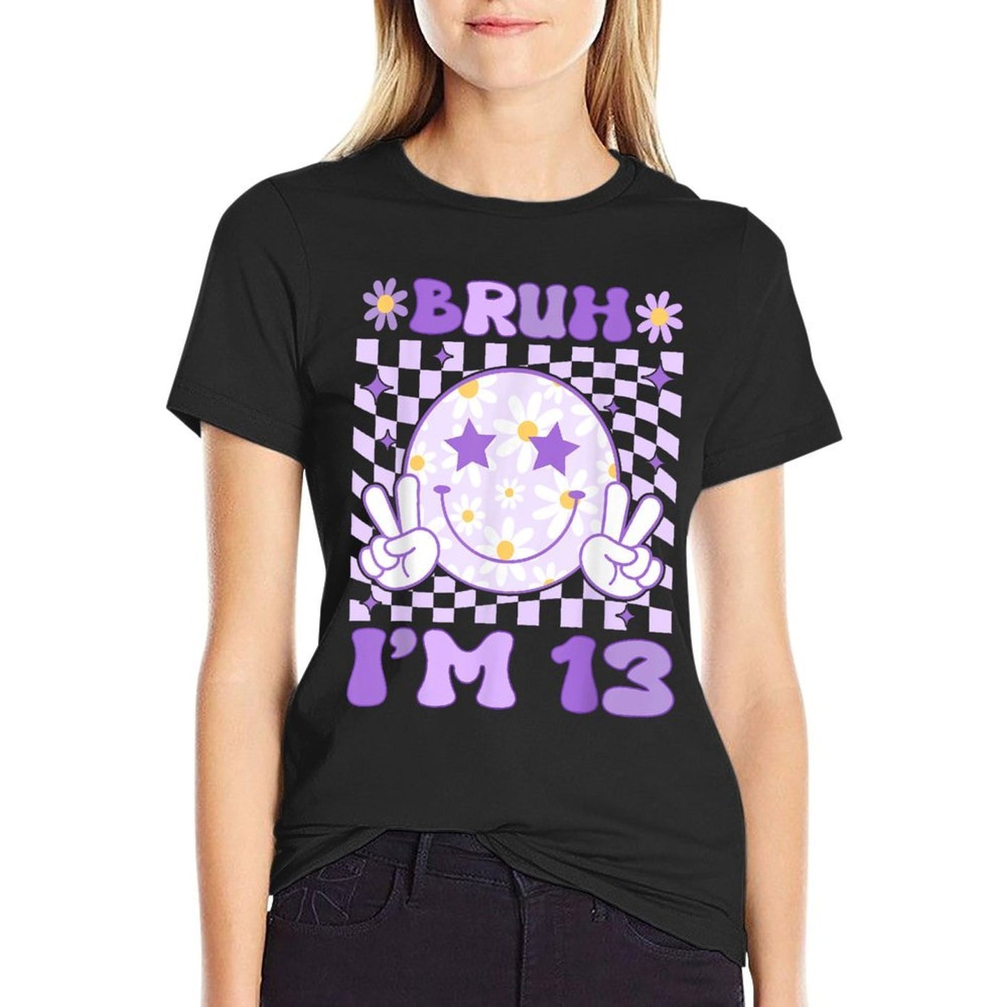 Bruh I'm 13 Years Old Purple Birthdayns 13th Birthday  Stretchy T-Shirt