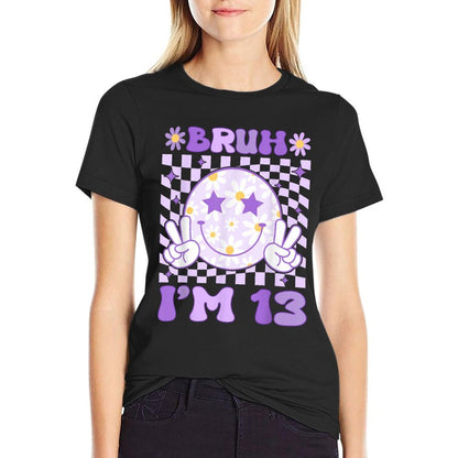 Bruh I'm 13 Years Old Purple Birthdayns 13th Birthday  Stretchy T-Shirt