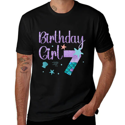 Mermaid Birthday Girl 7 Year Old Its My 7th Bday Mermaid  Trendy Pattern T-Shirt