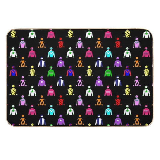 Horse Racing Jockey Silks  Easy To Clean Bath Mat