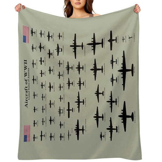 American Aircraft of WWII Plush Throw Blanket