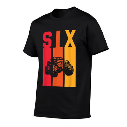 6th Birthday Retro Monster Truck Boys Girl Kids 6 Years Old  Graphic-printed T-Shirt