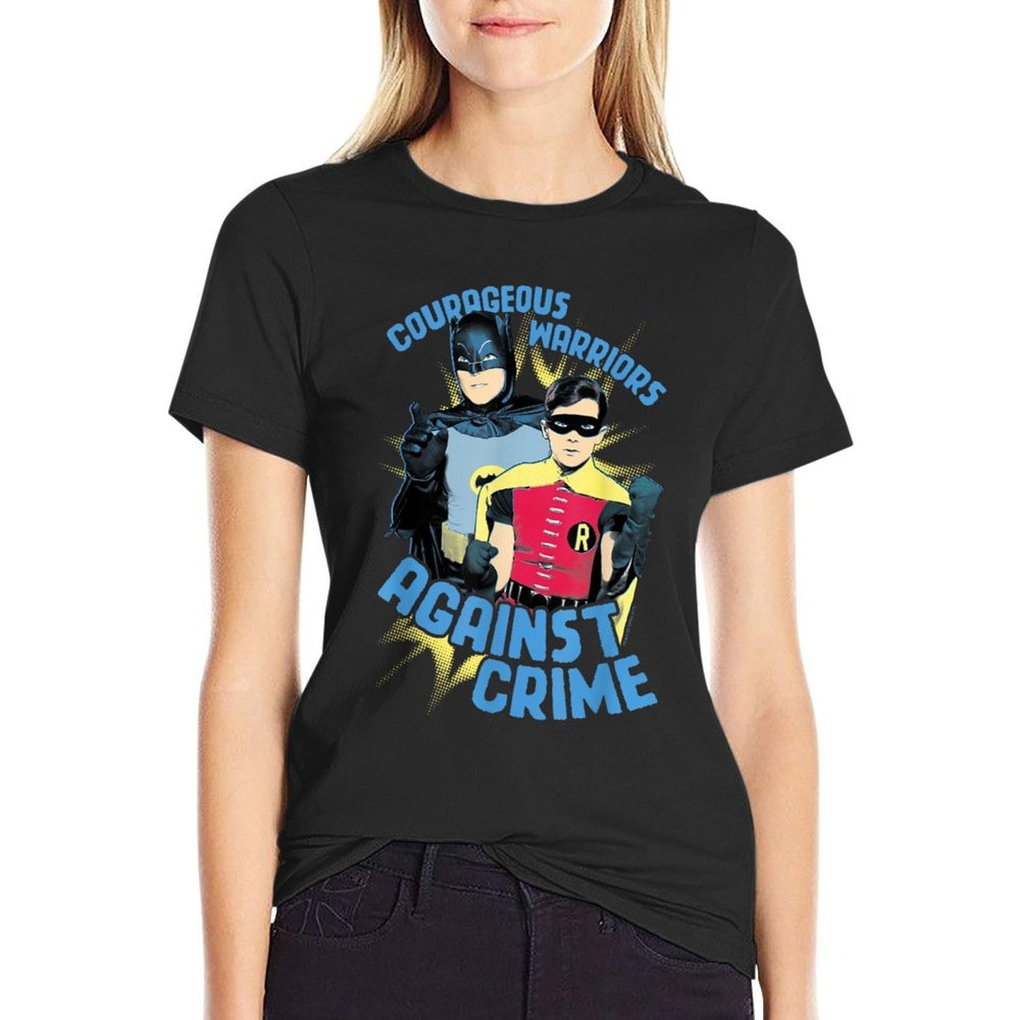 Batman Classic TV Series Courageous Warriors  Oversized Silhouette T-Shirt