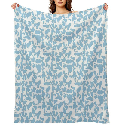 Blue Cow Print Comfort Throw Blanket