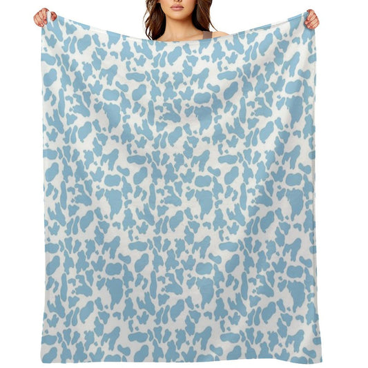 Blue Cow Print Comfort Throw Blanket