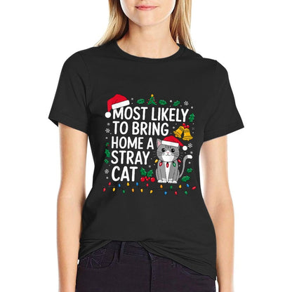Most Likely to Bring Home A Stray Cat Christmas Costume Xmas  Soft T-Shirt