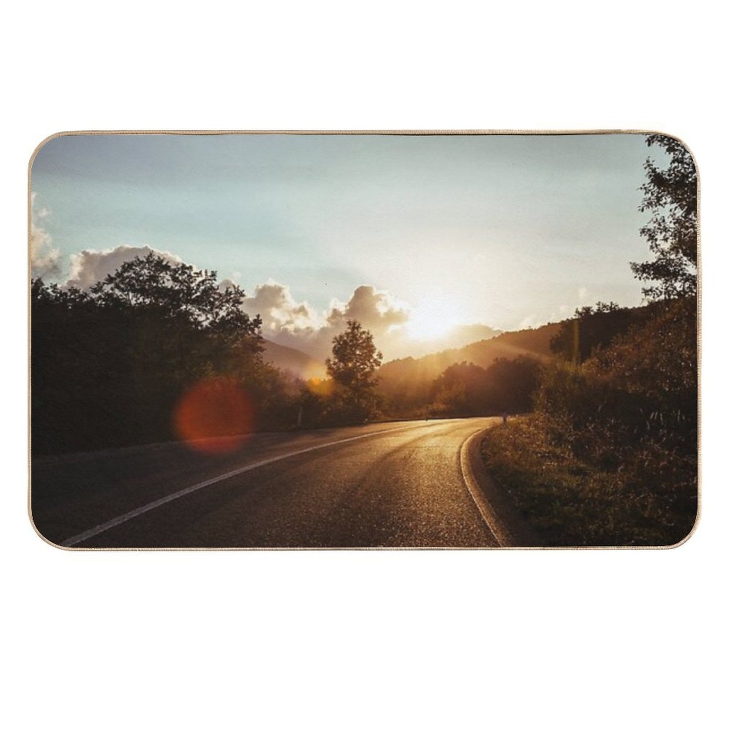 Road at Sunset  Stain-Proof Bath Mat