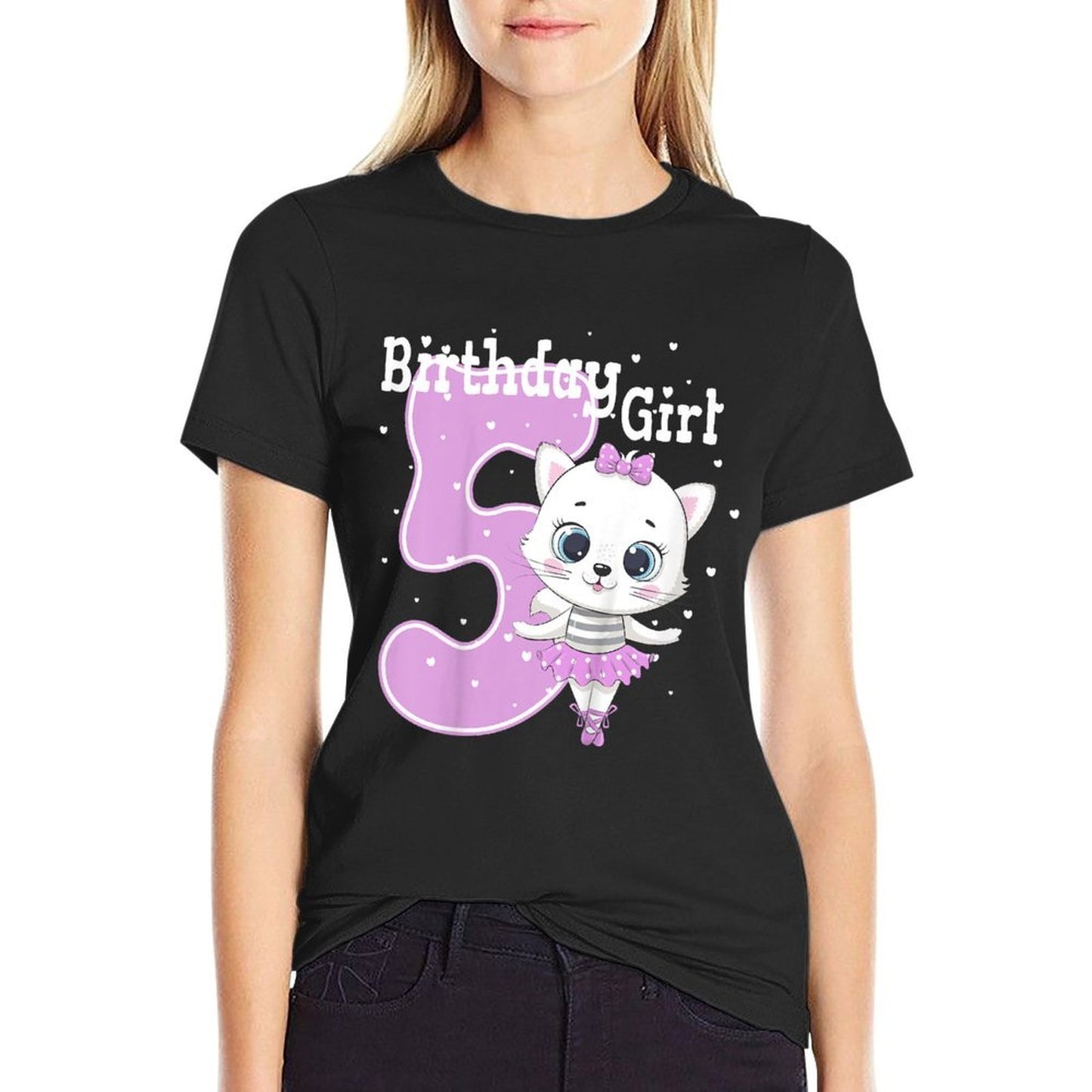 Kids 5th Birthday Girls Cat Birthday Girl 5 Years Old Kitty  Versatile T-Shirt