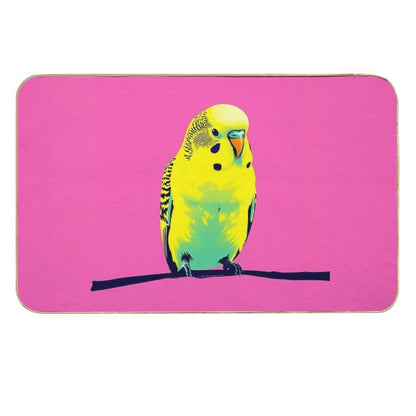 Pink And Yellow Parakeet Budgie Pop Art Illustration  Odorless Bath Mat