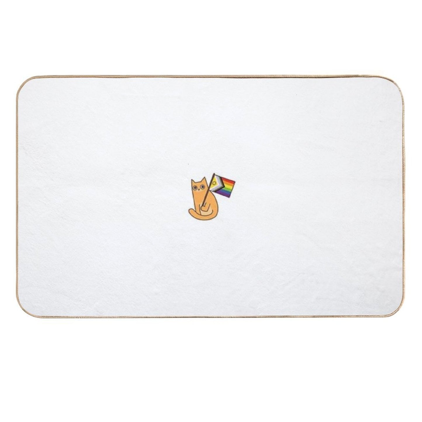 LGBTQIA+ Pride Flag Ginger Cat Sticker  Pet-Safe Bath Mat