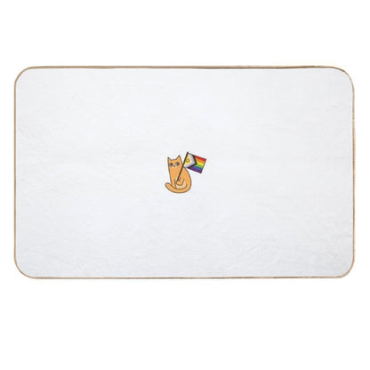 LGBTQIA+ Pride Flag Ginger Cat Sticker  Pet-Safe Bath Mat