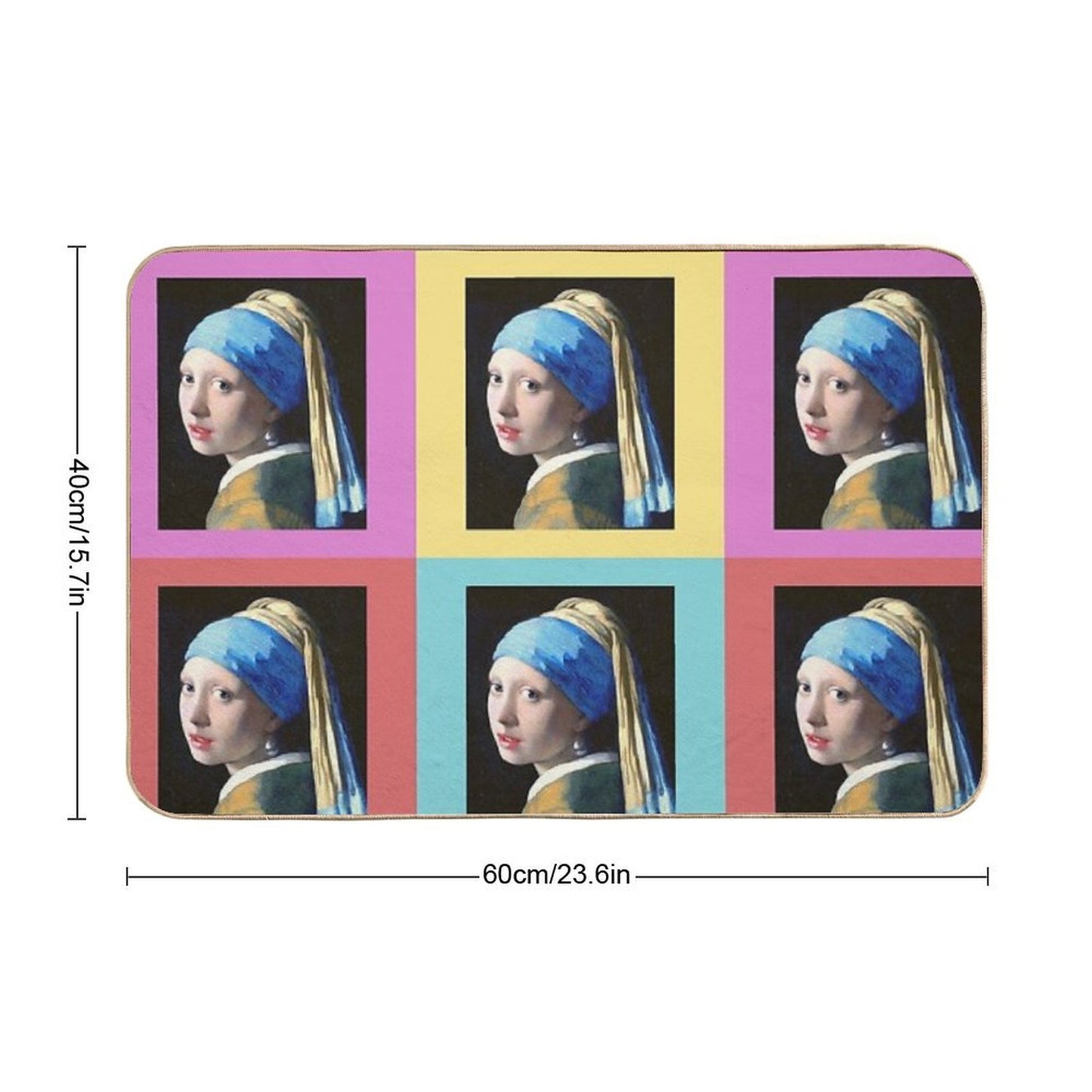 Girl With A Pearl Earring Pop Art  Easy Maintenance Bath Mat