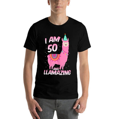 I Am 50 Years Old And Llamazing Llama 50th Birthday  Moisture-wicking T-Shirt