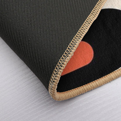 Mid Century Modern Piquet Abstract Pattern Black, Orange, And Almond Cream  High-Traffic Bath Mat