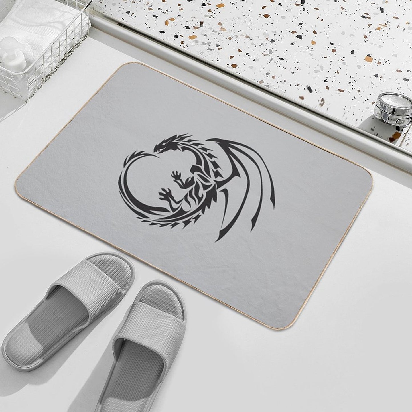 Color Art Black Dragon  Easy Maintenance Bath Mat