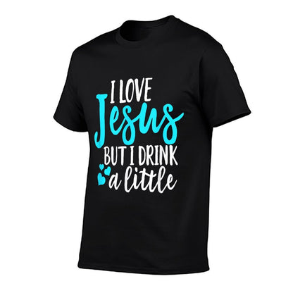 Funny I Love Jesus But I Drink A Little Christian Women  Heathered Texture T-Shirt