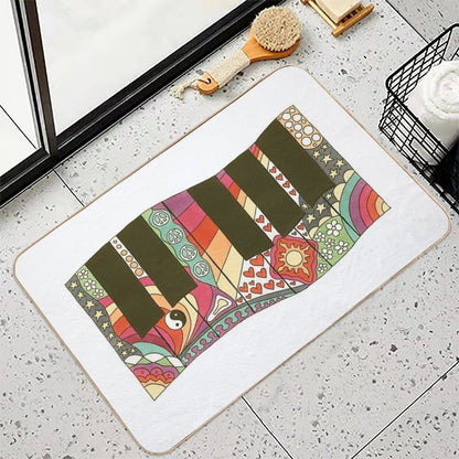 Vintage Psychedelic Keyboard  Anti-Trip Bath Mat