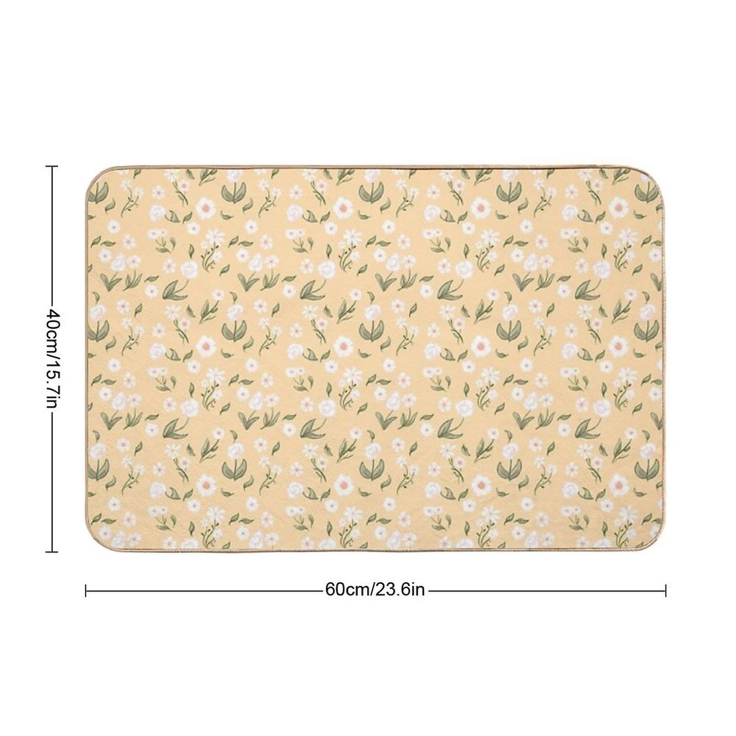 White Flowers Pattern  Odorless Bath Mat