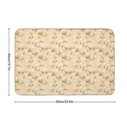 White Flowers Pattern  Odorless Bath Mat
