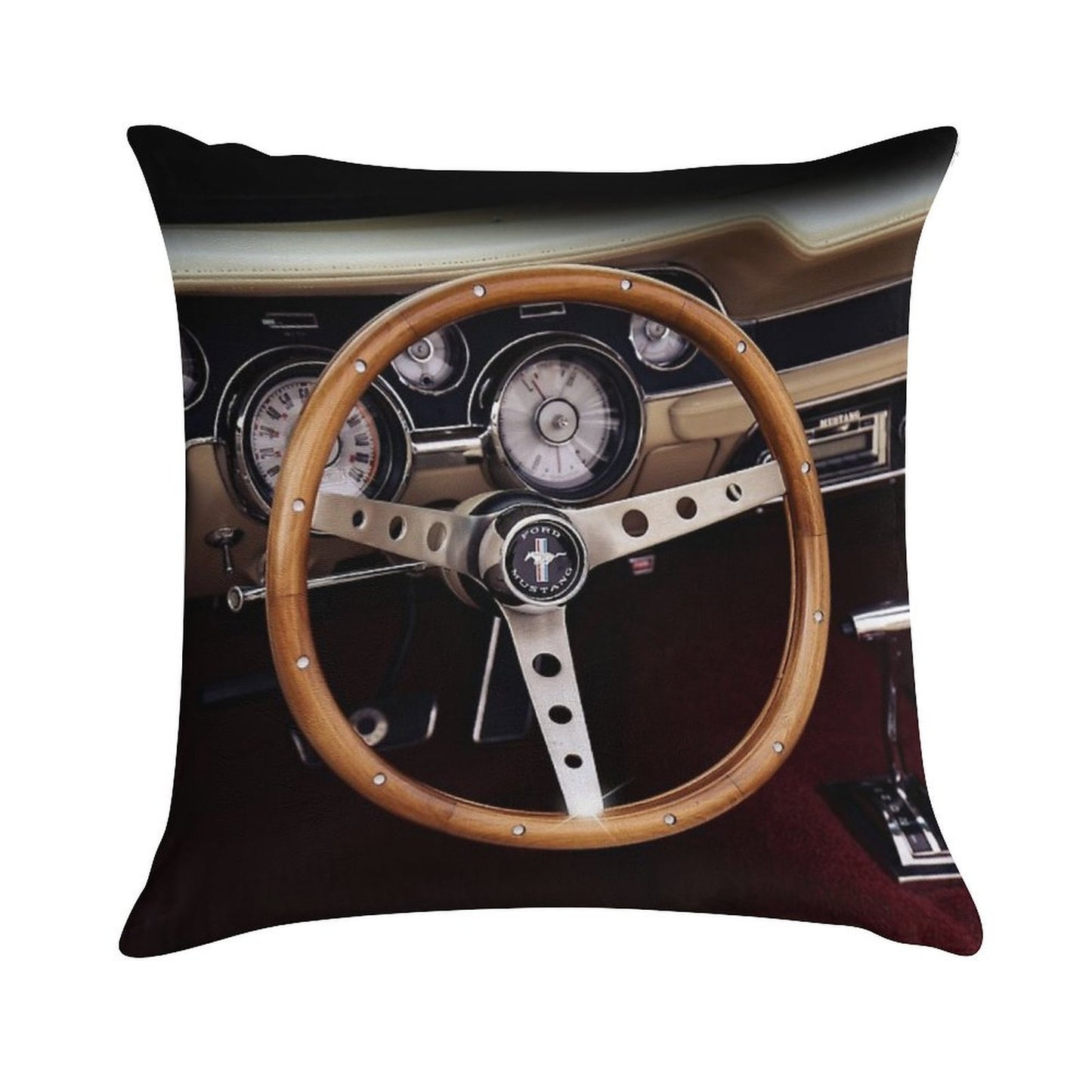 1967 Ford Mustang, Steering Wheel Soft Easy Maintenance Throw Pillow