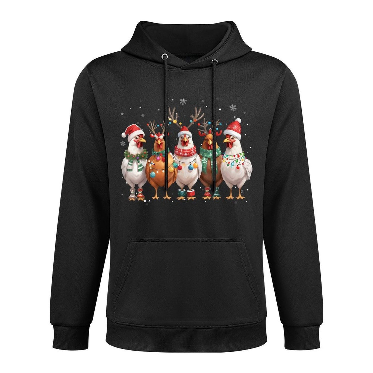 Christmas Lights Chicken Santa Funny Xmas Tree Colorfast Hoodie