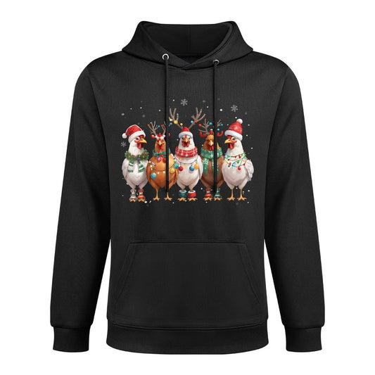 Christmas Lights Chicken Santa Funny Xmas Tree Colorfast Hoodie