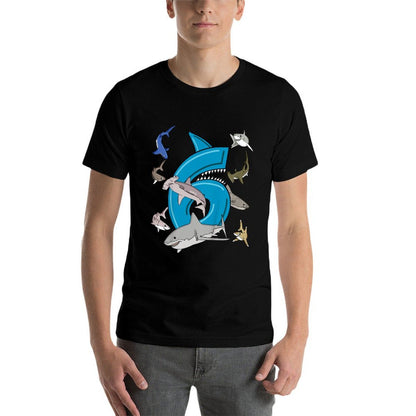 Kids 6th Birthday Boys Shark White Shark  Quick-drying T-Shirt
