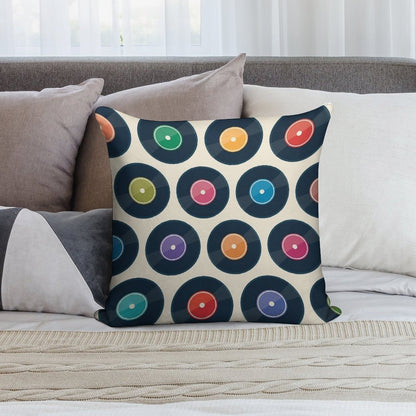 Vinyl Record Collection Soft Shrink-Resistant Throw Pillow