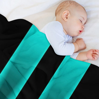 Cyan to Black Fade Stripes with Black Background Durable Throw Blanket