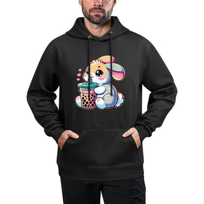 Cute Bunny Rabbit Drink Boba Tea Kawaii Easter For Kidn Machine Washable Hoodie