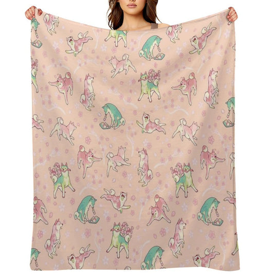 Shibakura & Matchinu in Peachy Machine-washable Throw Blanket