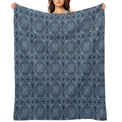 Mint Square Mandala on Space Background Versatility Throw Blanket