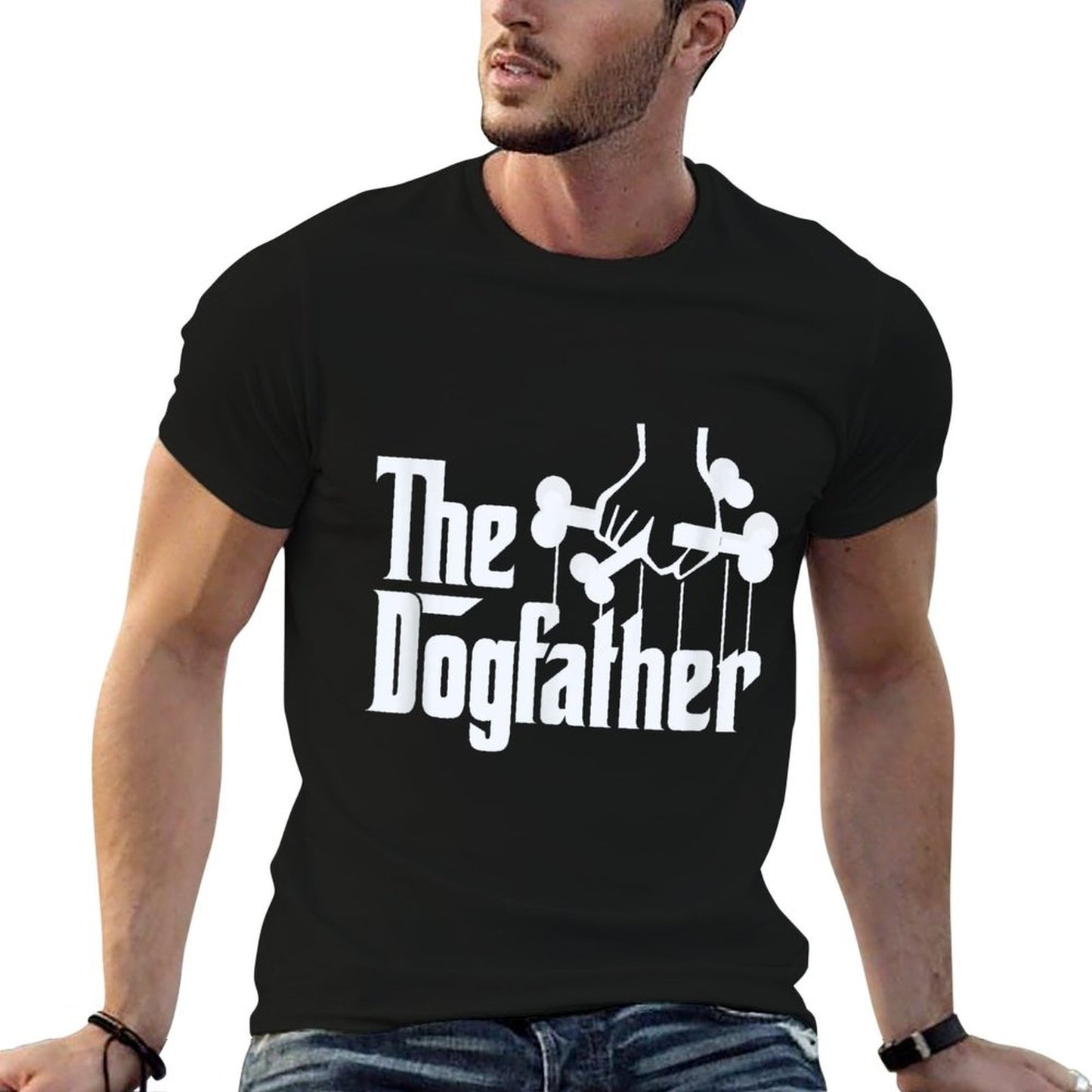 The Dogfather Dog Dad Fathers Day Gift Dog Lover  Rolled Sleeves T-Shirt