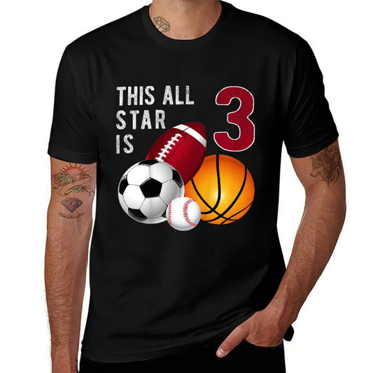 Kids This All Star Is 3 Years Old Gift For Kids Birthday  Summer-ready Fabric T-Shirt