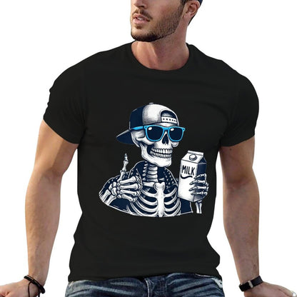 Skeleton Just A Dad Who Always Came Back With Milk (2 SIDES)  Polyester Blend T-Shirt