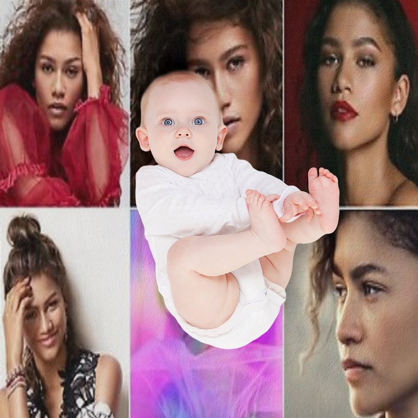 Zendaya Cute Photo Collage Durable Throw Blanket