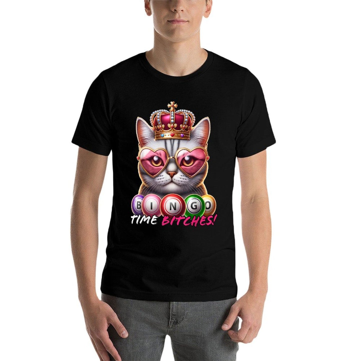 Funny Bingo Gifts for Women Men Bingo Time Bitches Black Cartoon Graphic Modern  Vintage-inspired T-Shirt