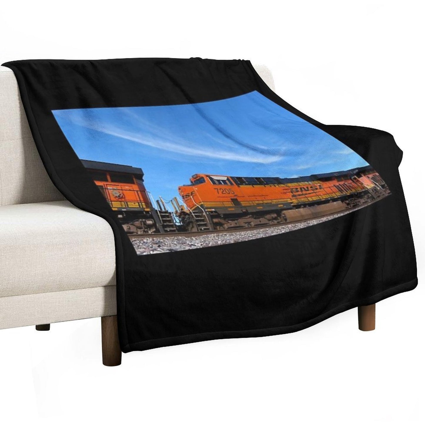 BNSF #7205 GE ES44DC Locomotive in 6K Compact Throw Blanket