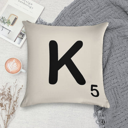 Scrabble Tile K Soft Short Plush Fabric Throw Pillow