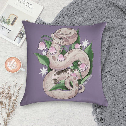 Lavender Hognose Snake with Lily of The Valley Soft Hidden Zipper Throw Pillow