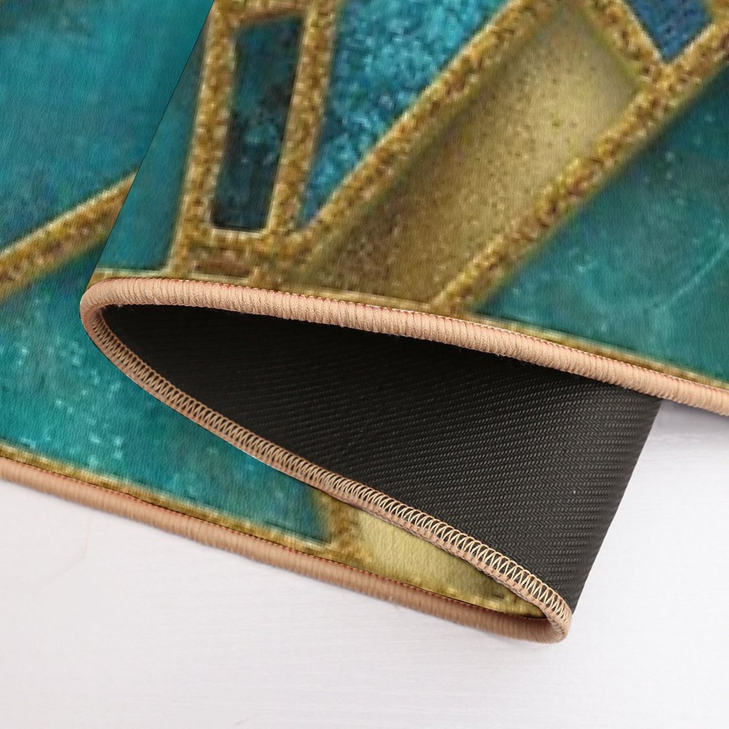 Elegant Stained Glass Art Deco Window With Marble And Gemstone  Easy To Clean Bath Mat