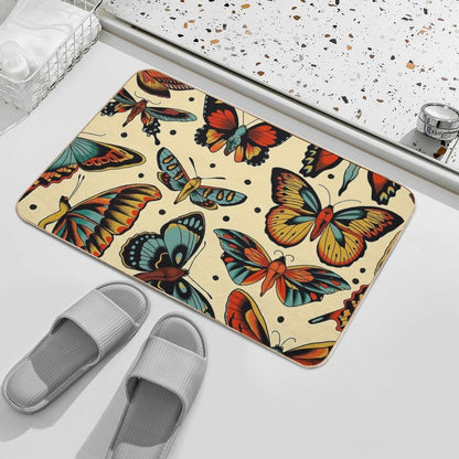 Butterflies Traditional Tattoo Flash  Eco-Friendly Bath Mat