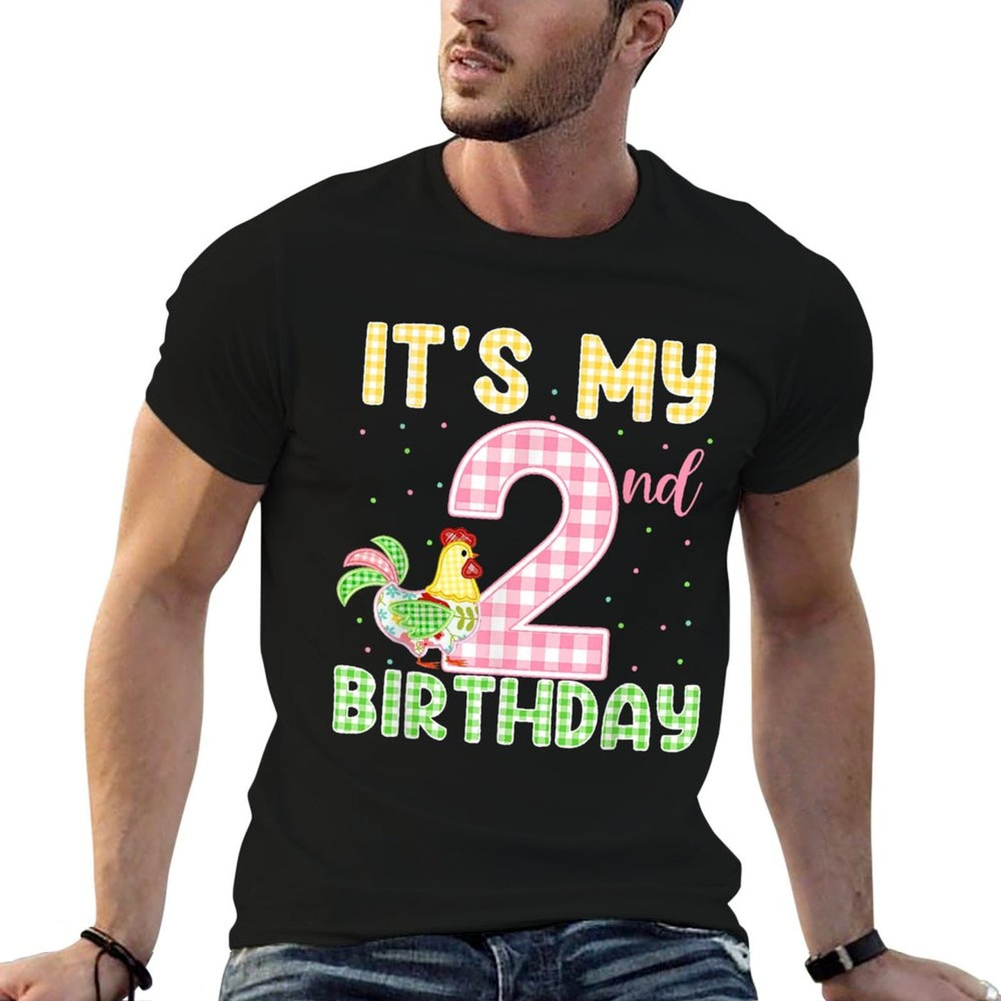 It&#39;s My 2nd Birthday Chicken Two Years Old Farm Animal Lover  Rolled Sleeves T-Shirt