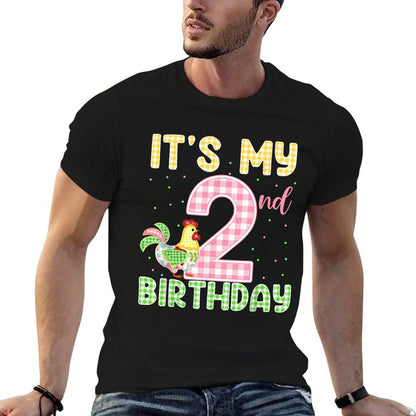 It&#39;s My 2nd Birthday Chicken Two Years Old Farm Animal Lover  Rolled Sleeves T-Shirt